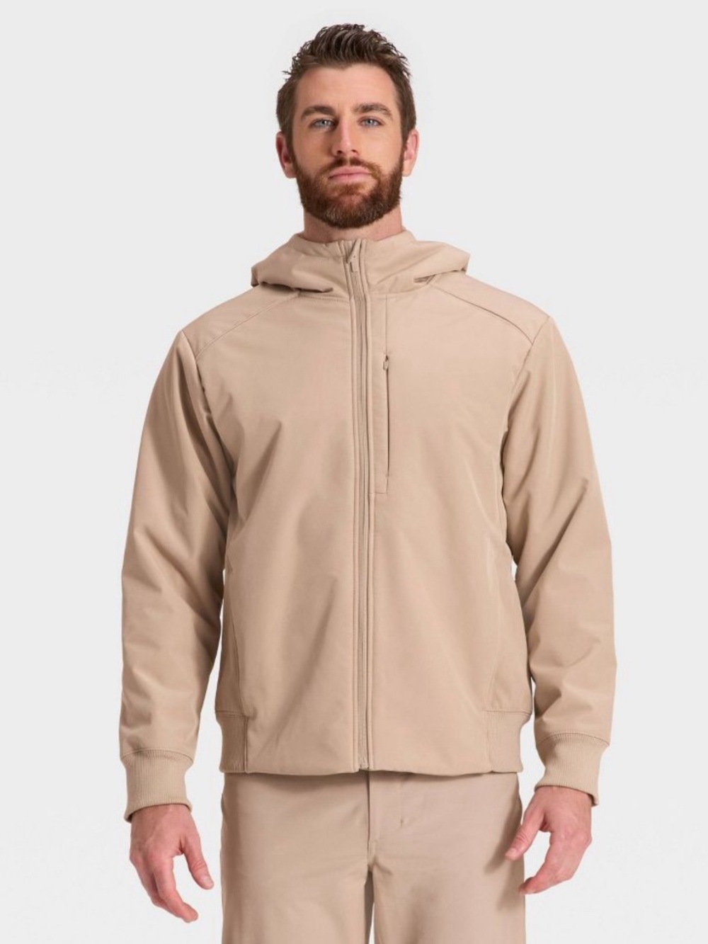 All In Motion Men’s  Soft Shell Fleece Hooded Jacket Beige Size 3XL